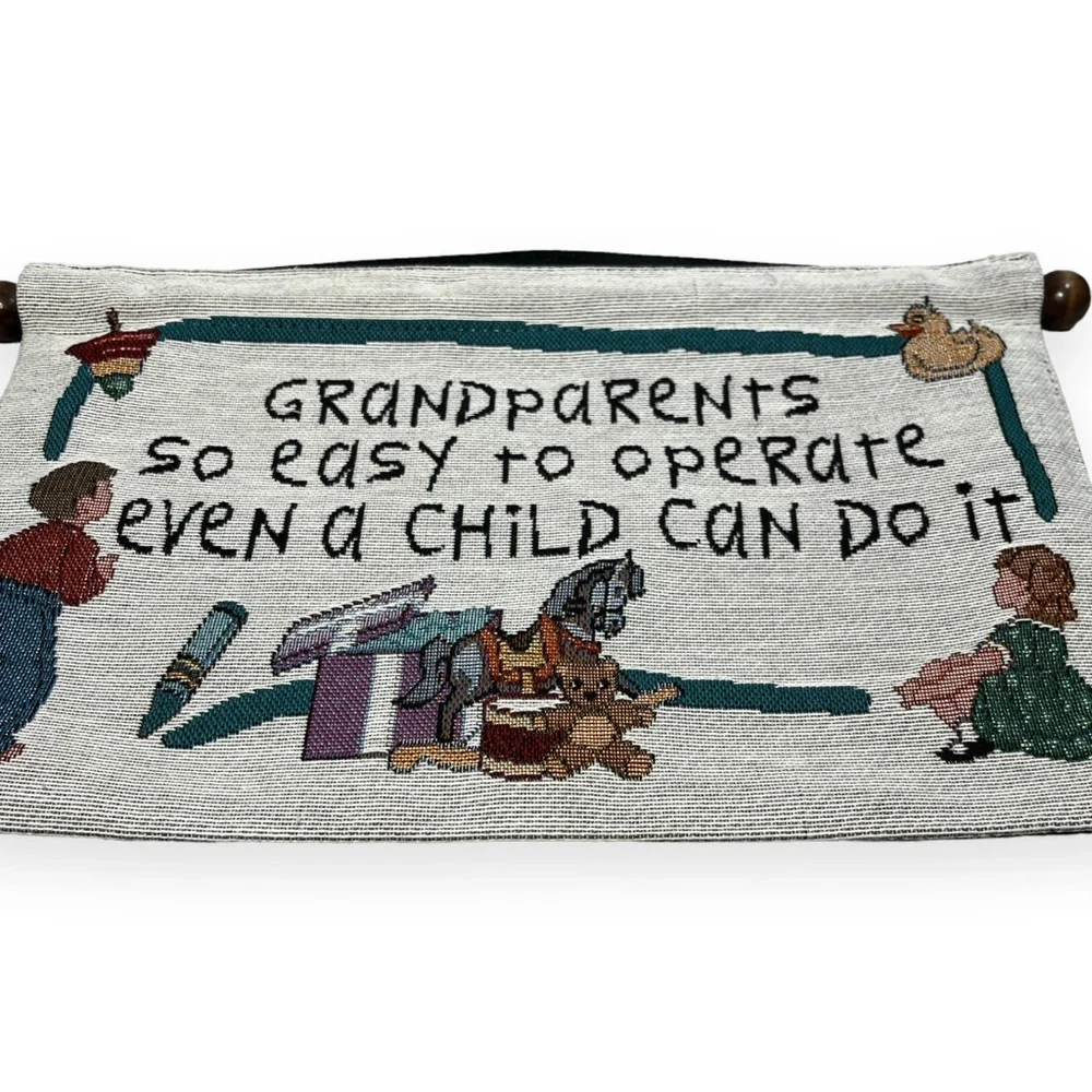 Grandparents Easy to Operate Tapestry Style Wall Hanging‎ Dowel Ribbon